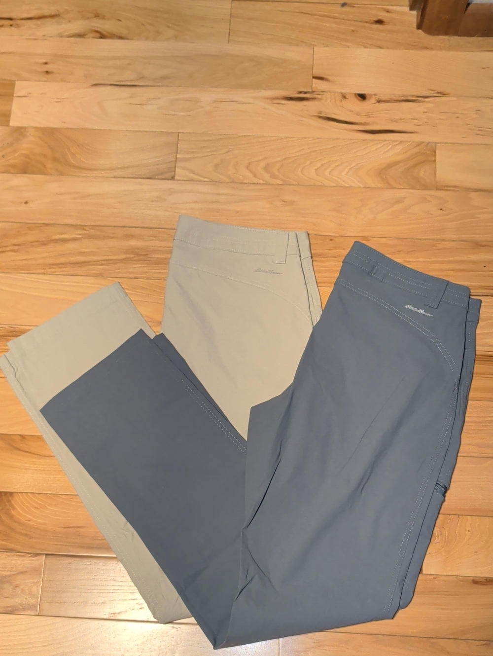Eddie Bauer Rainier Outdoor Camping Pants- 2 Pairs Blue Gray & Tan